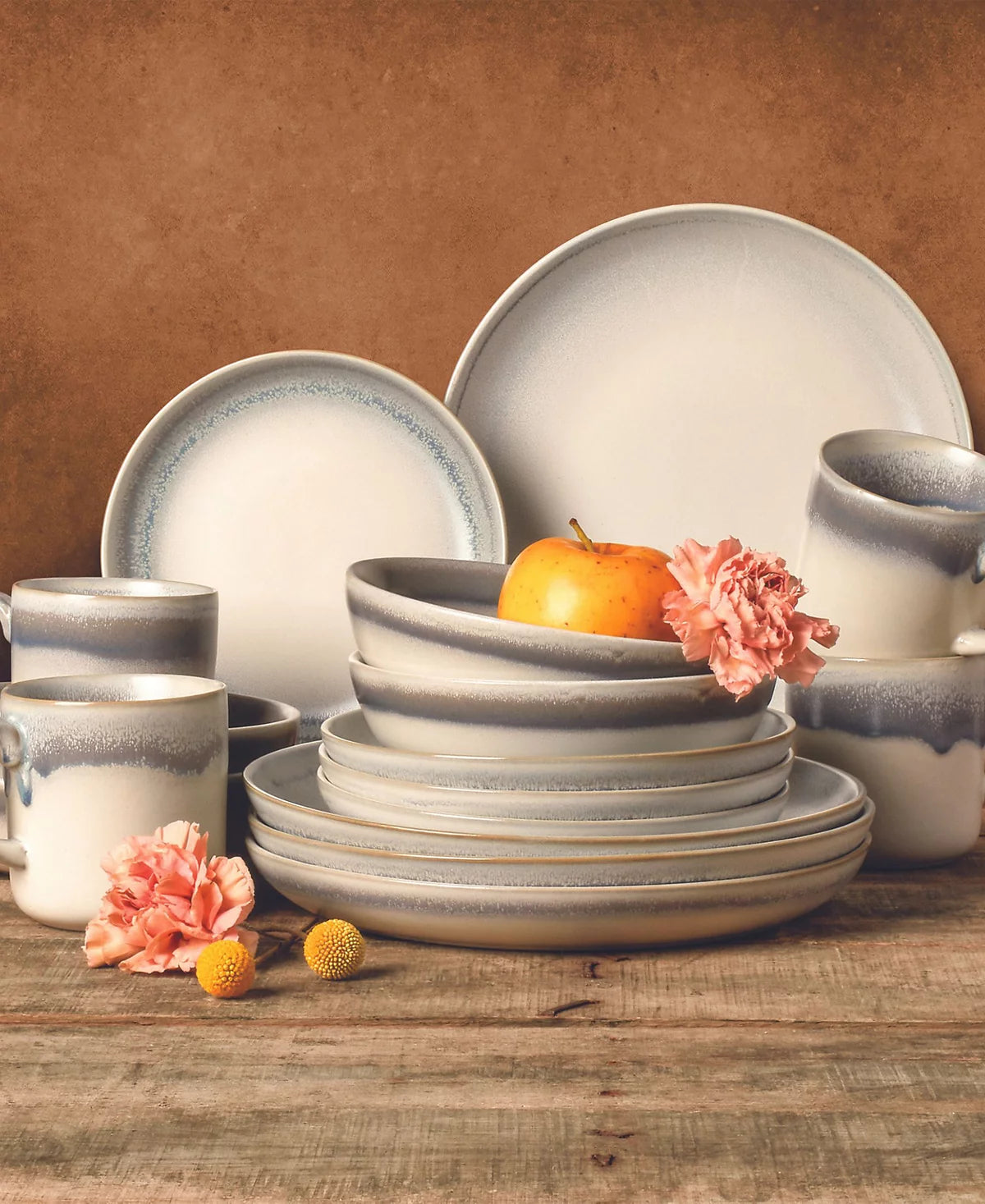 Aparelho de Jantar e Chá em Porcelana Contemporâneo Robusto Izumi - 16 Peças