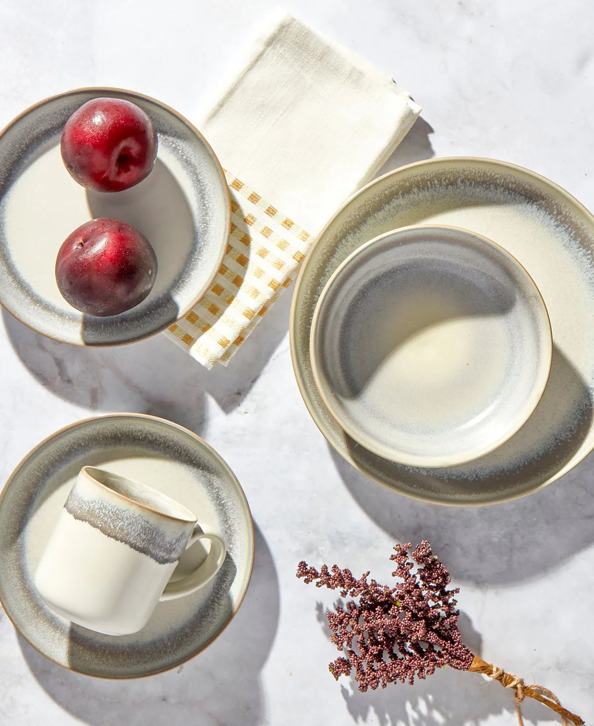 Aparelho de Jantar e Chá em Porcelana Contemporâneo Robusto Izumi - 16 Peças