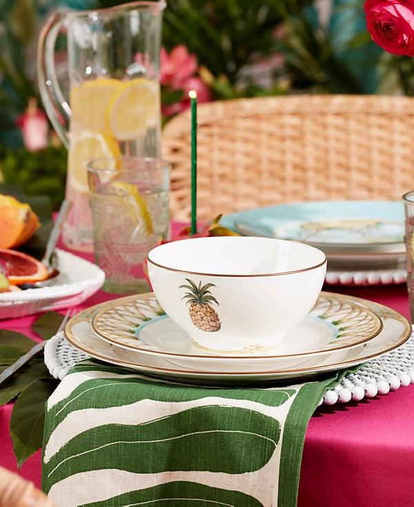 Aparelho de Jantar em Porcelana Decorado Pineapple - 12 Peças