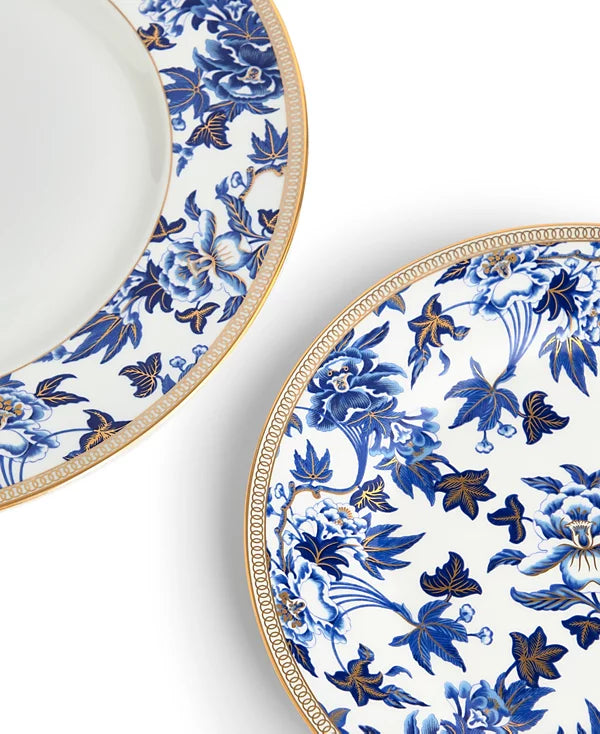 Aparelho de Jantar e Chá em Porcelana Decorado Com Acabamento Dourado Ondina - 16 Peças