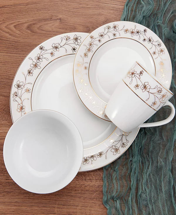 Aparelho de Jantar e Chá em Porcelana Decorado Sospira - 16 Peças