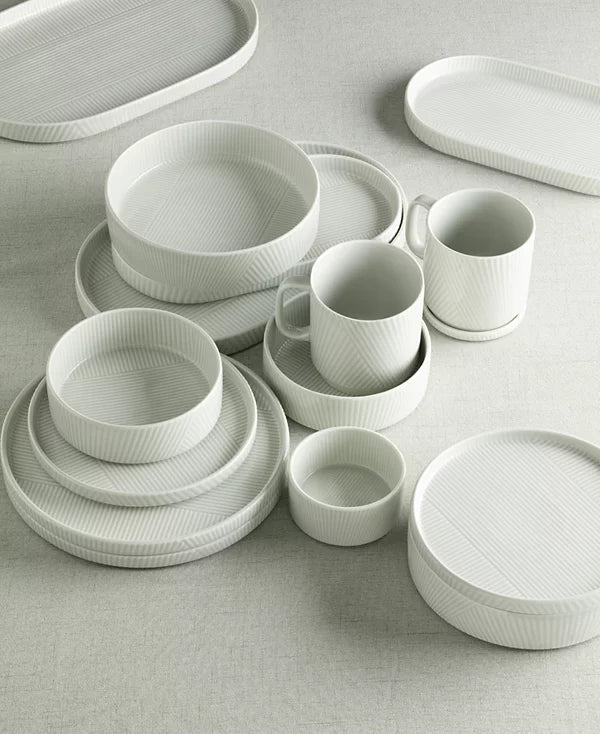 Aparelho de Jantar em Porcelana Minimalista Borda Reta Monteverde - 12 Peças