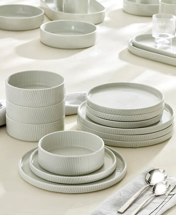 Aparelho de Jantar em Porcelana Minimalista Borda Reta Monteverde - 12 Peças