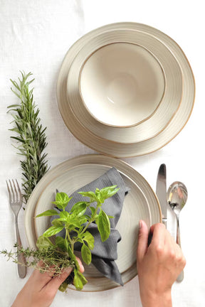 Aparelho de Jantar e Chá 25 Peças em Porcelana Rústico Elegante – Siena