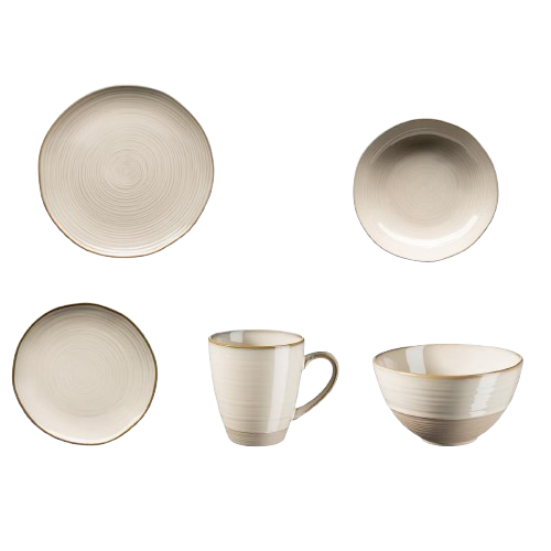 Aparelho de Jantar e Chá 25 Peças em Porcelana Rústico Elegante – Siena