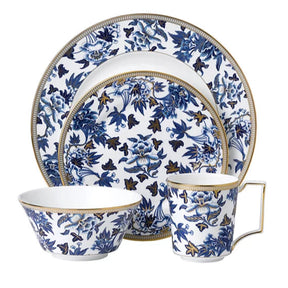 Aparelho de Jantar e Chá em Porcelana Decorado Com Acabamento Dourado Ondina - 16 Peças