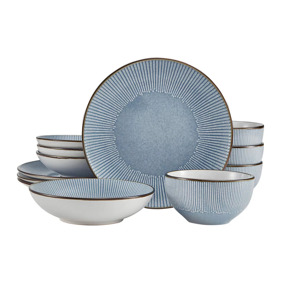 Aparelho de Jantar em Porcelana Mediterrâneo Salina - 12 Peças