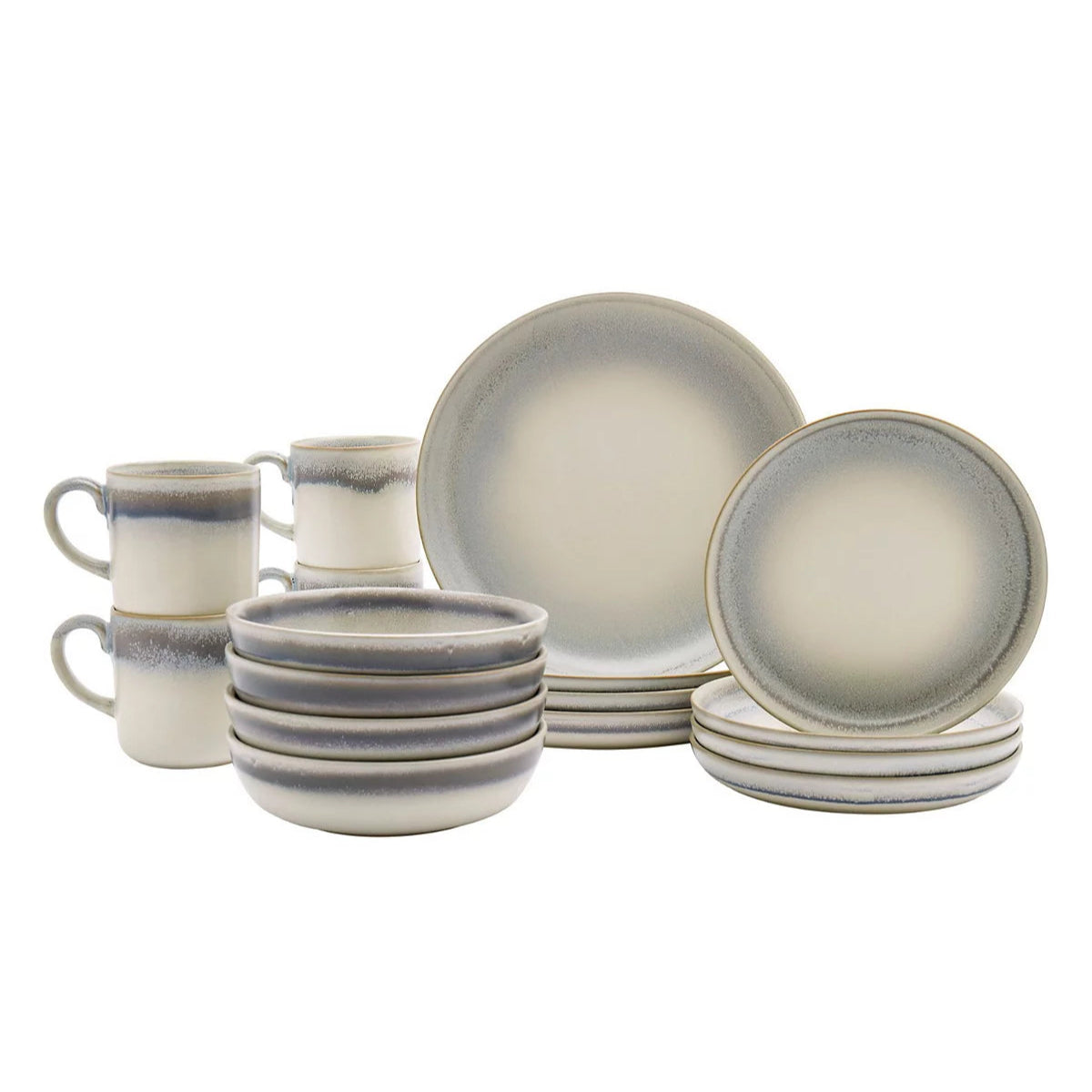 Aparelho de Jantar e Chá em Porcelana Contemporâneo Robusto Izumi - 16 Peças
