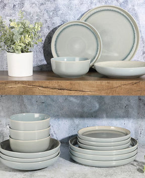 Aparelho de Jantar em Porcelana Contemporâneo Borda Reta Tetsu - 16 Peças