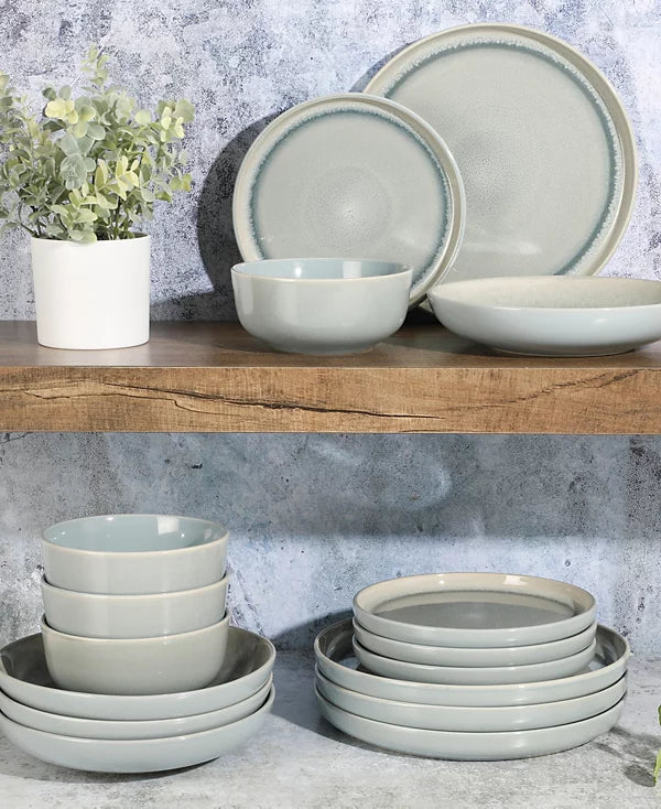 Aparelho de Jantar em Porcelana Contemporâneo Borda Reta Tetsu - 16 Peças