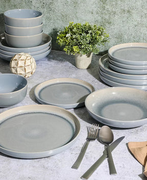 Aparelho de Jantar em Porcelana Contemporâneo Borda Reta Tetsu - 16 Peças