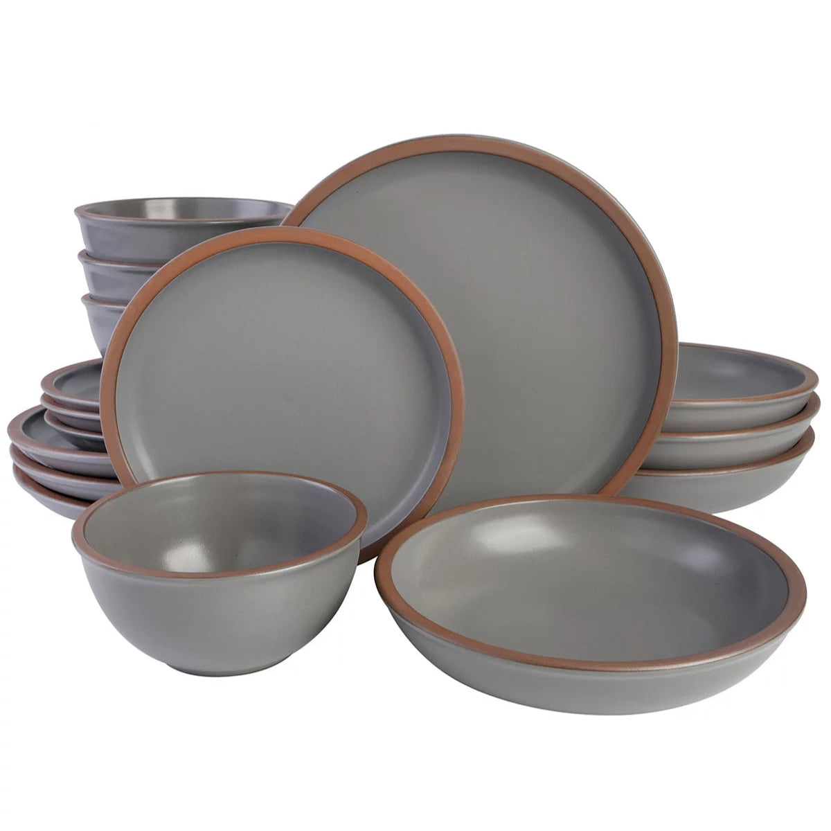 Aparelho de Jantar em Porcelana Clássico Haruki Cinza - 16 Peças