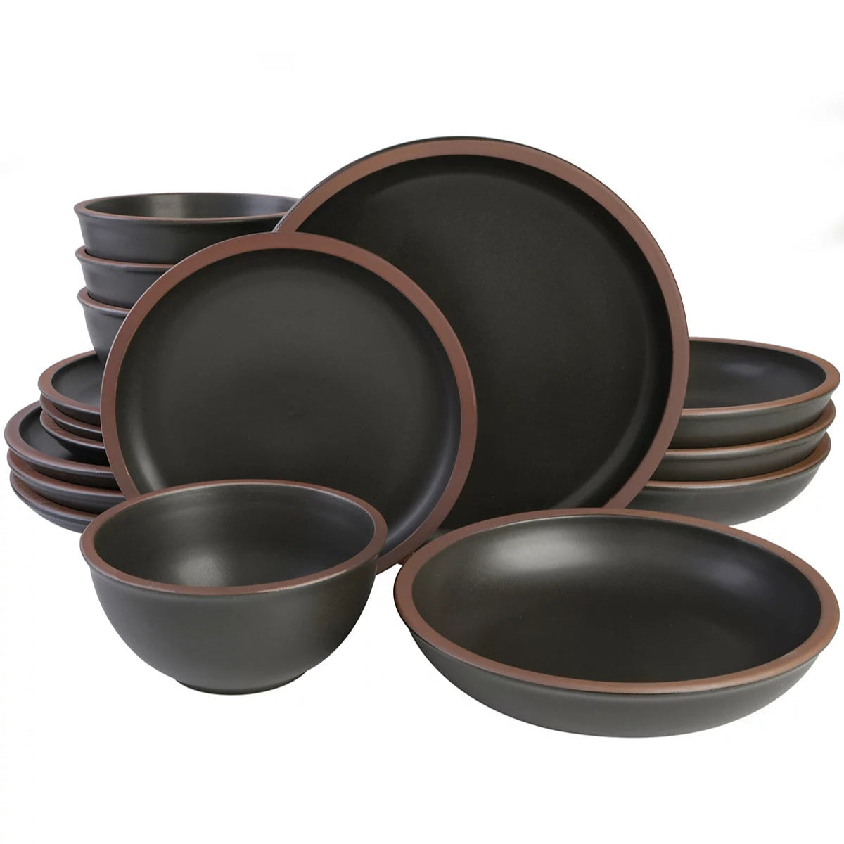 Aparelho de Jantar em Porcelana Clássico Haruki Preto - 16 Peças