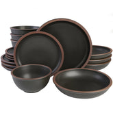 Aparelho de Jantar em Porcelana Clássico Haruki Preto - 16 Peças