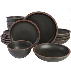 Aparelho de Jantar em Porcelana Clássico Haruki Preto - 16 Peças