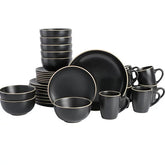 Aparelho de Jantar e Chá em Porcelana Minimalista Black - 16 Peças