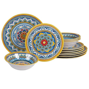 Aparelho de Jantar em Porcelana Decorado Mosaico Lunéa - 12 Peças