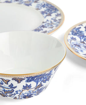 Aparelho de Jantar e Chá em Porcelana Decorado Com Acabamento Dourado Ondina - 16 Peças