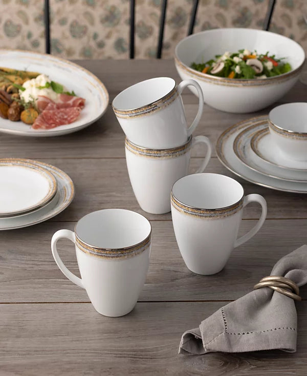 Conjunto de Xícaras em Porcelana Premium Aura White - 4 Peças