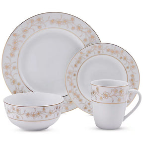 Aparelho de Jantar e Chá em Porcelana Decorado Sospira - 16 Peças
