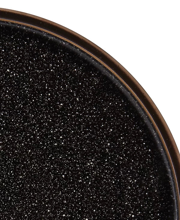Aparelho de Jantar e Chá em Porcelana Preto Artístico Borda Reta Lunéa - 16 Peças