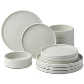 Aparelho de Jantar em Porcelana Minimalista Borda Reta Monteverde - 12 Peças