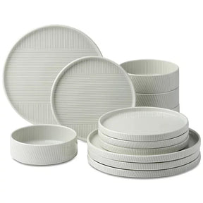 Aparelho de Jantar em Porcelana Minimalista Borda Reta Monteverde - 12 Peças