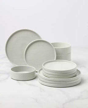 Aparelho de Jantar em Porcelana Minimalista Borda Reta Monteverde - 12 Peças